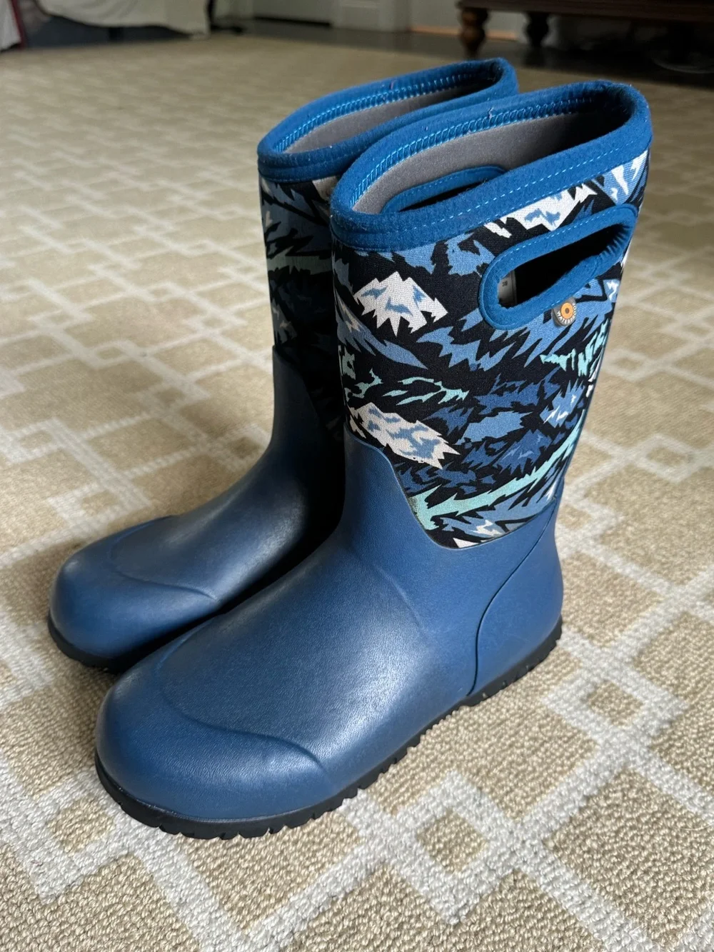 BOGS York Waterproof Insulated Winter Snow Boots Blue Mountain Print Kids Size 5